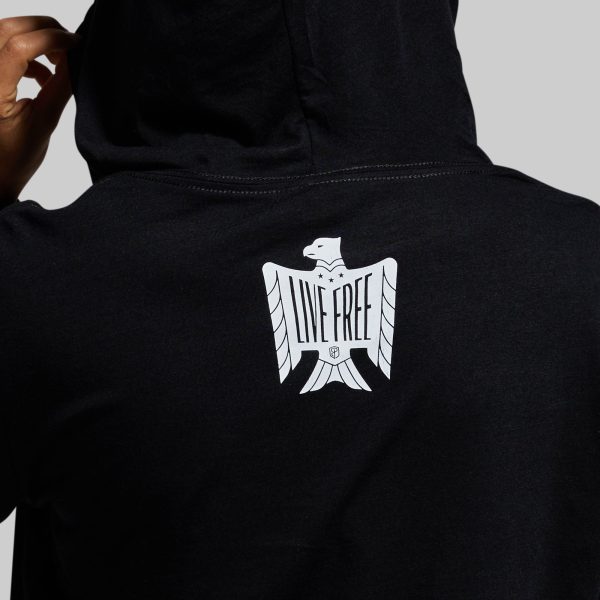 Live Free Cropped T-Shirt Hoodie (Black)