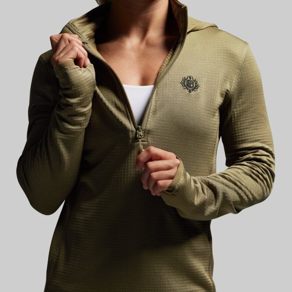 Women's Quiver Half Zip Hoodie 2.0 (OD Green)