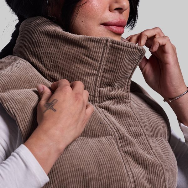 Fireside Cropped Corduroy Puffer Vest (Elephant)
