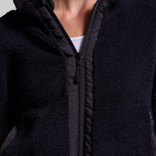 Women's Cropped Fleece Jacket (Black)