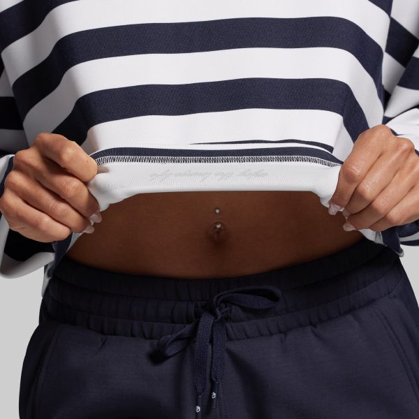 Lounge Lux Cropped Pullover (BP Navy Stripe)