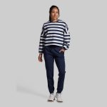 Lounge Lux Cropped Pullover (BP Navy Stripe)